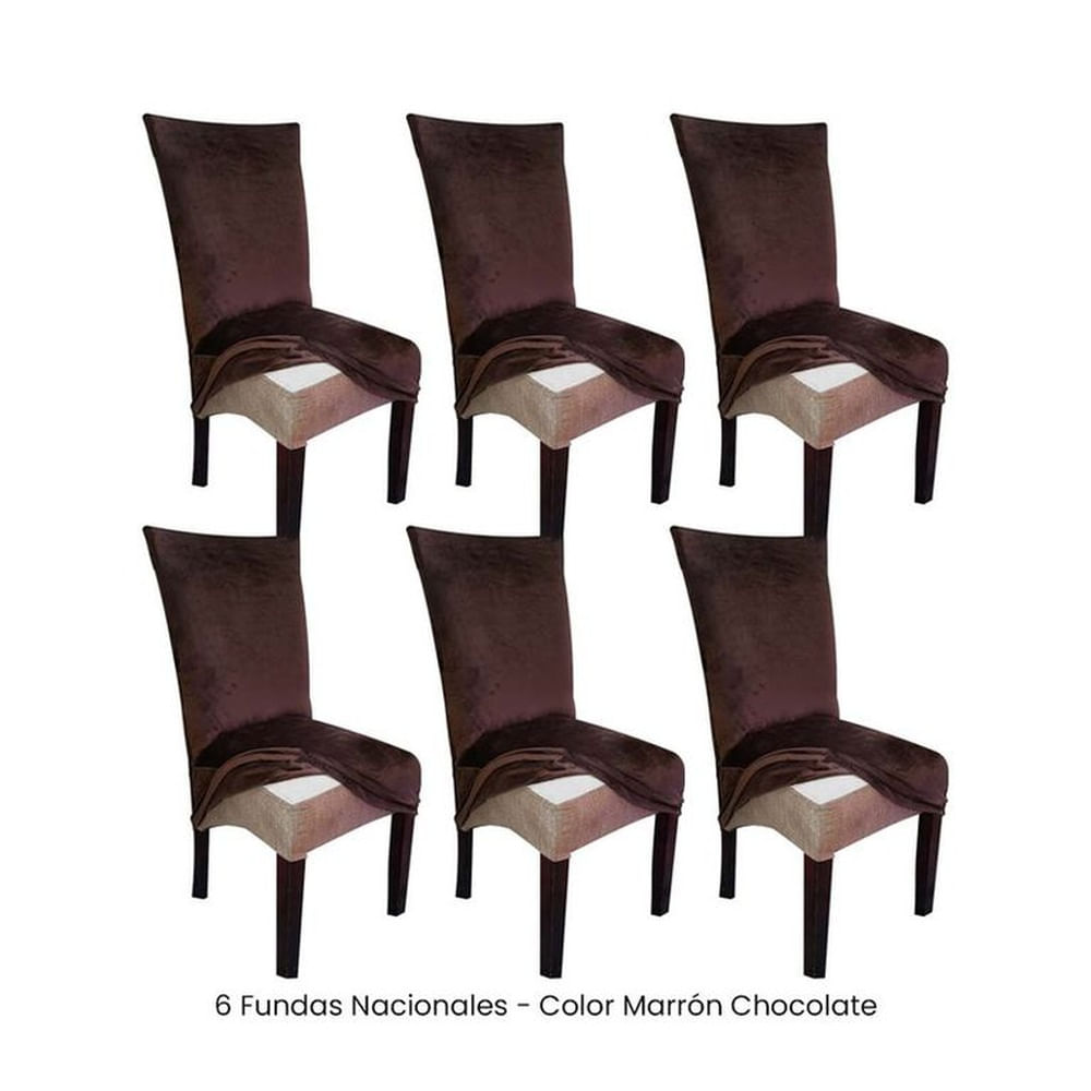 6 Fundas Nacionales de Terciopelo para Silla Recta - Marrón Chocolate