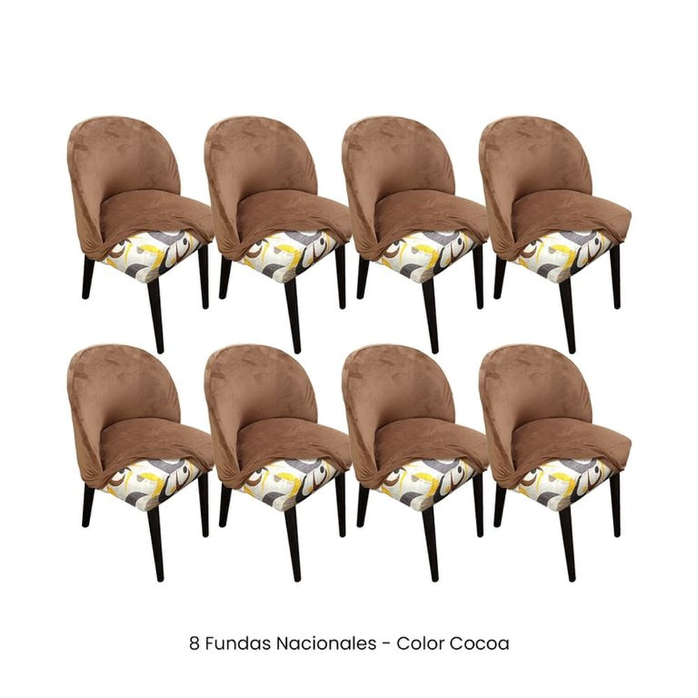 8 Fundas Nacionales de Terciopelo para Silla Vintage Curva - Cocoa