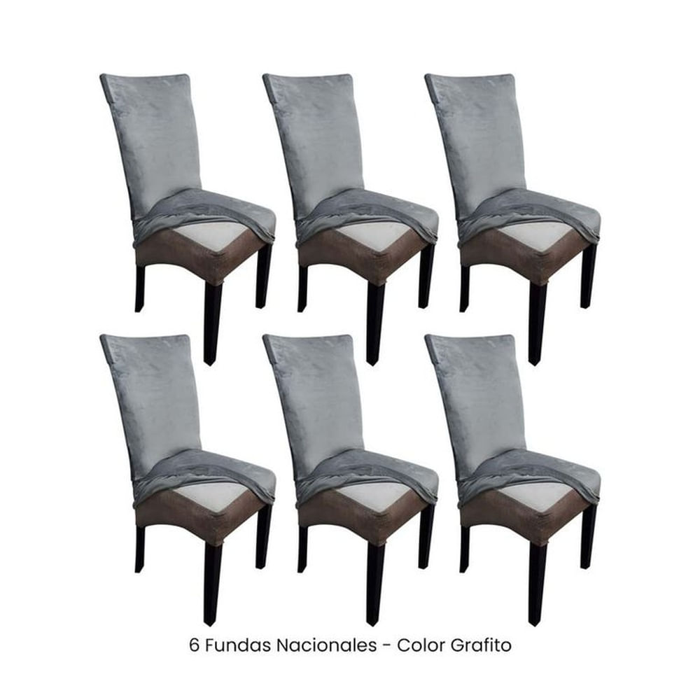 6 Fundas Nacionales de Terciopelo para Silla Recta - Grafito