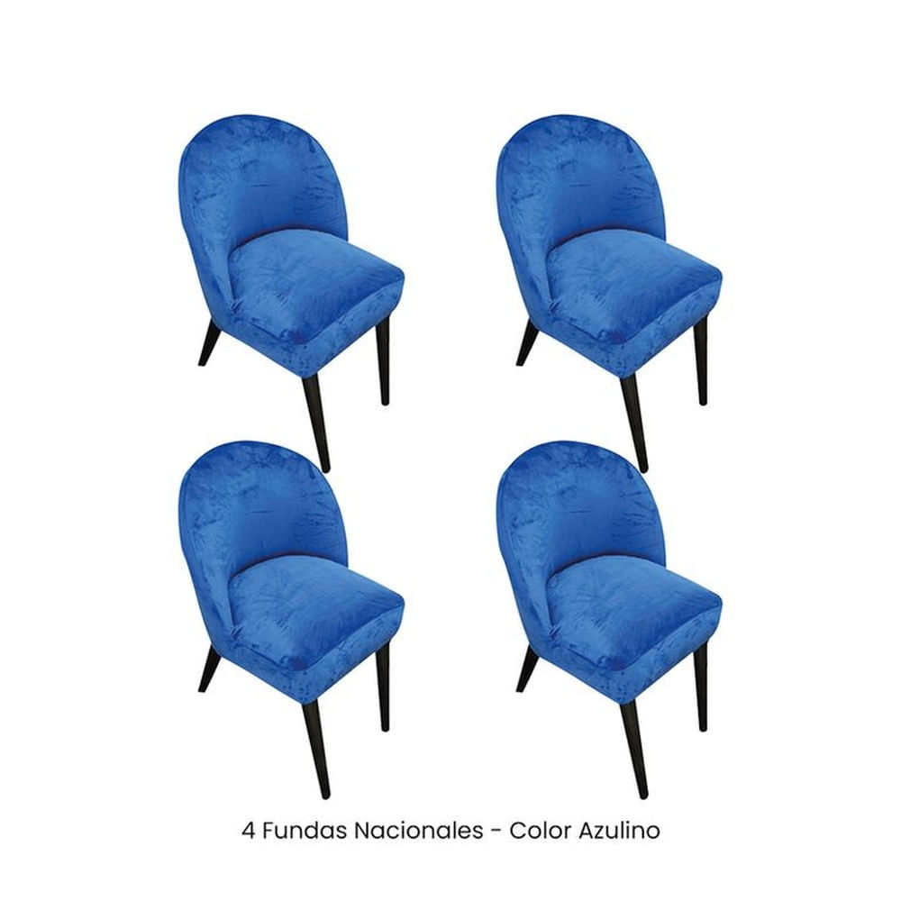 4 Fundas Nacionales de Terciopelo para Silla Vintage Curva - Azulino