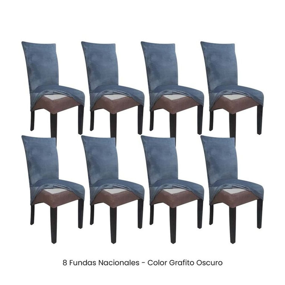 8 Fundas Nacionales de Terciopelo para Silla Recta - Grafito Oscuro