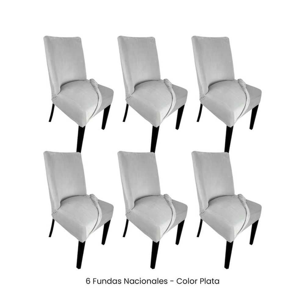 6 Fundas Nacionales de Terciopelo para Silla Butaca Curva - Plata