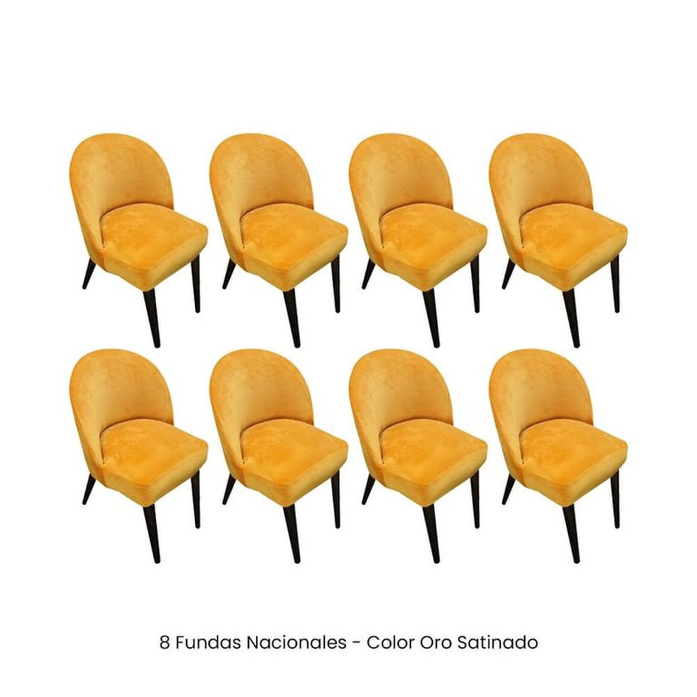 8 Fundas Nacionales de Terciopelo para Silla Vintage Curva - Oro Satinado