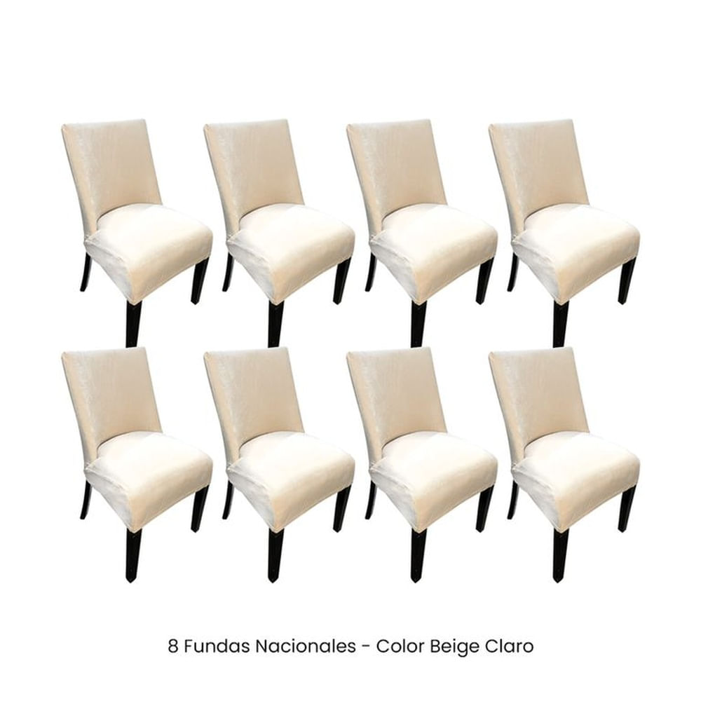 8 Fundas Nacionales de Terciopelo para Silla Butaca Curva - Beige Claro