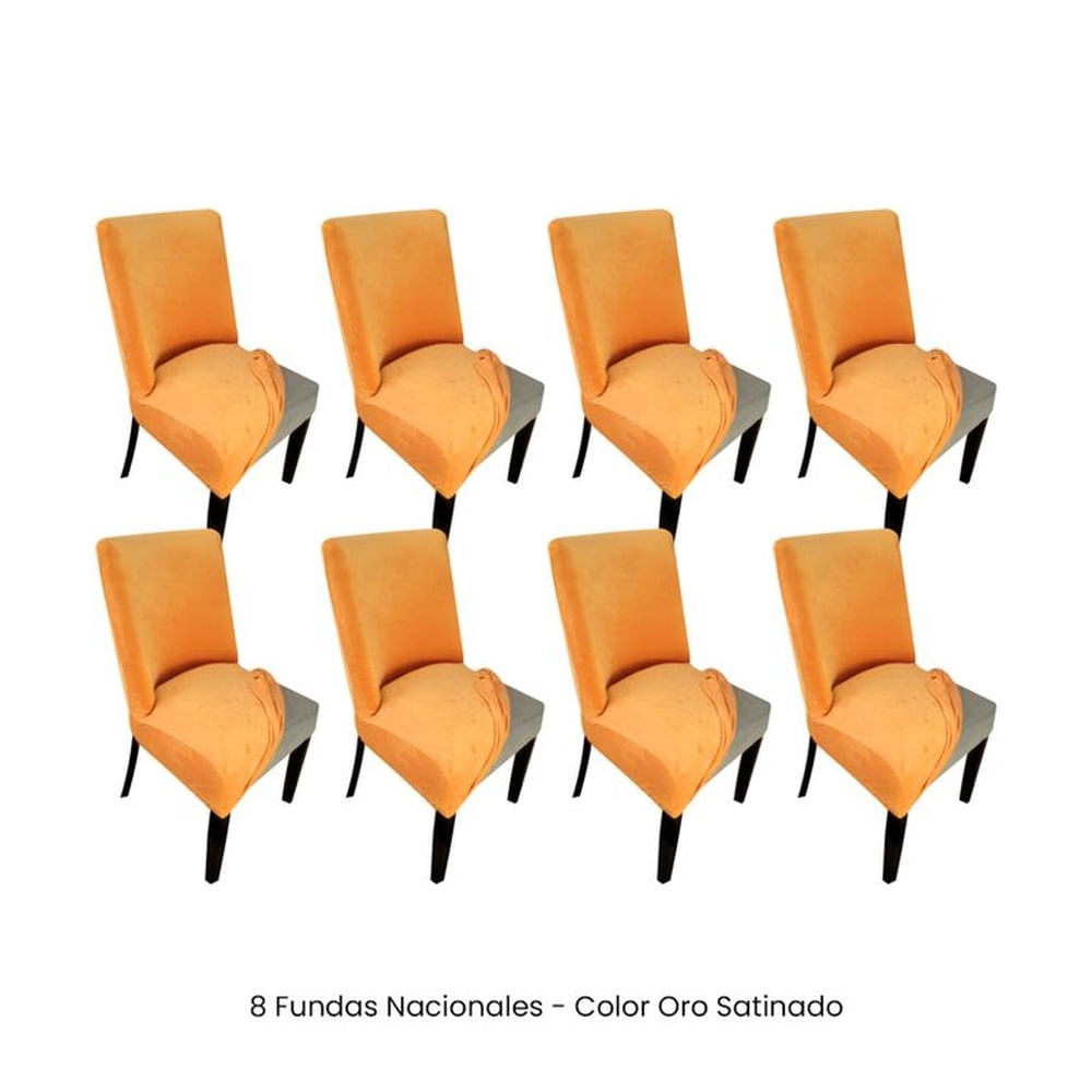 8 Fundas Nacionales de Terciopelo para Silla Butaca Curva - Oro Satinado