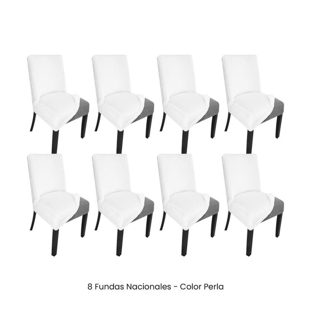 8 Fundas Nacionales de Terciopelo para Silla Butaca Curva - Perla