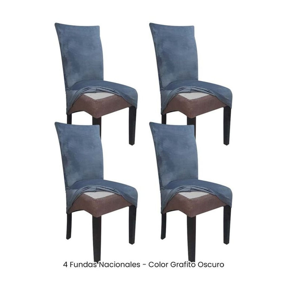 4 Fundas Nacionales de Terciopelo para Silla Recta - Grafito Oscuro