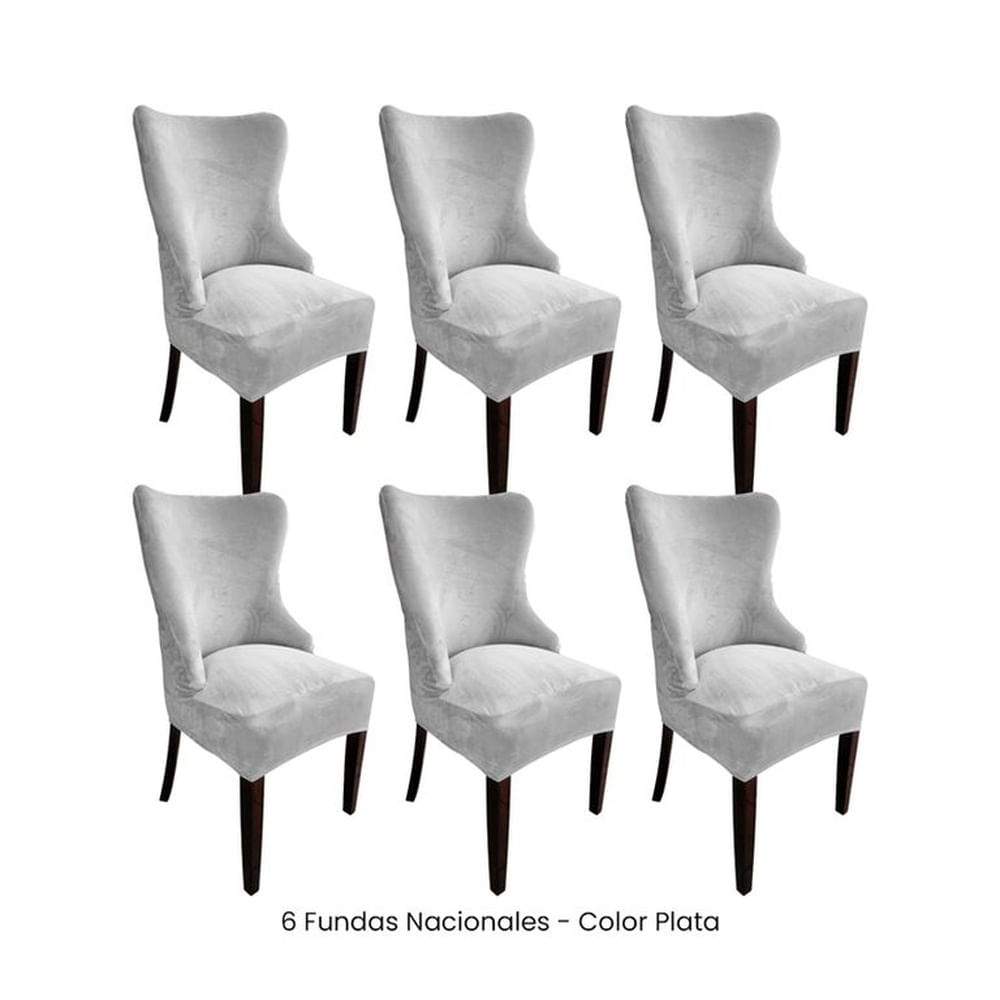 6 Fundas Nacionales de Terciopelo para Silla Princesa - Plata