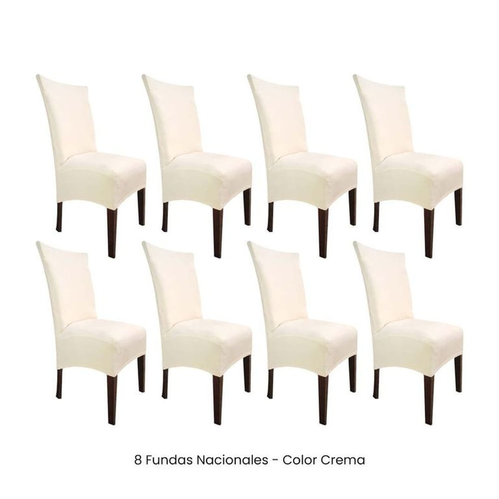 8 Fundas Nacionales de Terciopelo para Silla Recta - Crema