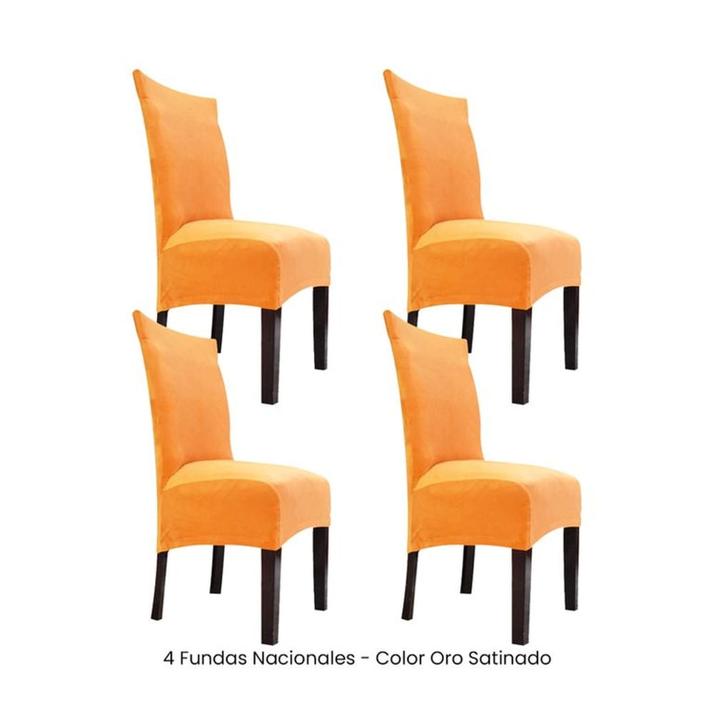 4 Fundas Nacionales de Terciopelo para Silla Recta - Oro Satinado