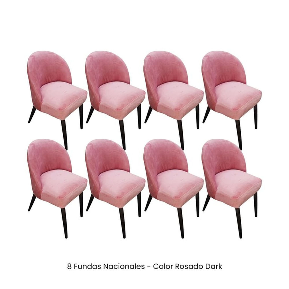 8 Fundas Nacionales de Terciopelo para Silla Vintage Curva - Rosado Dark