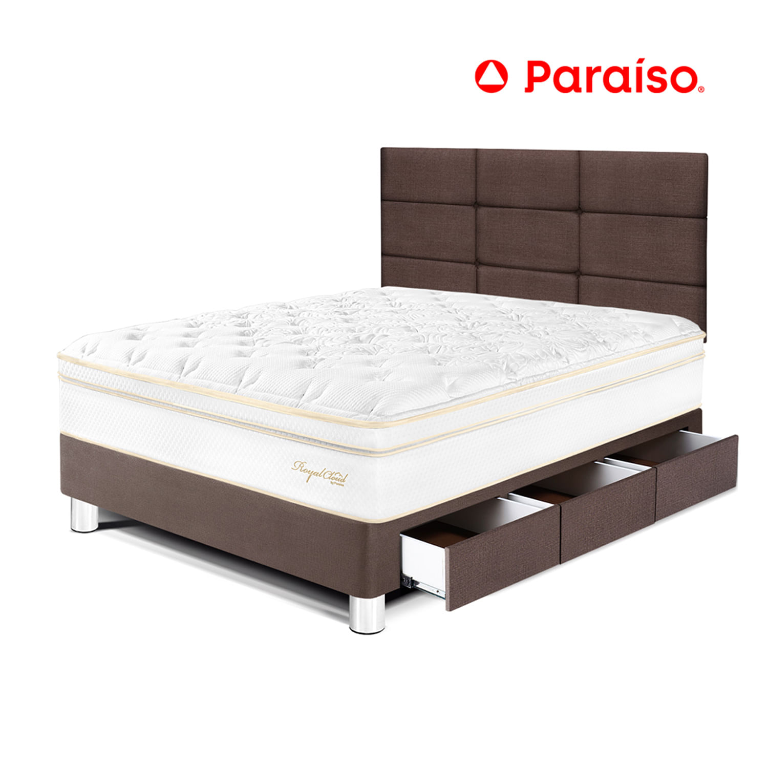 Dormitorio Royal Cloud con Cajones 1.5 Plazas + Cabecera Blocks Chocolate