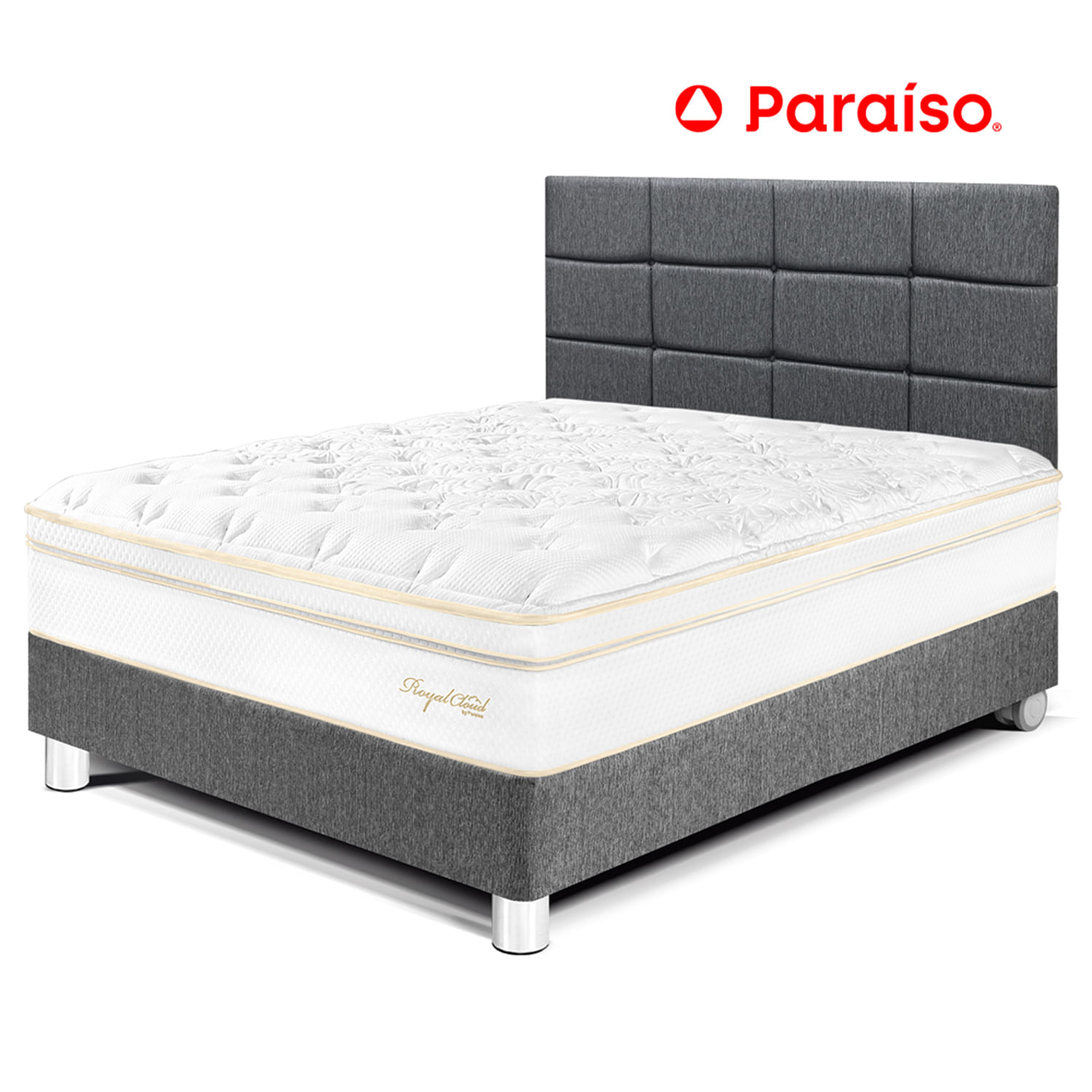 Dormitorio Royal Cloud 2 Plazas con Cabecera Blocks Gris