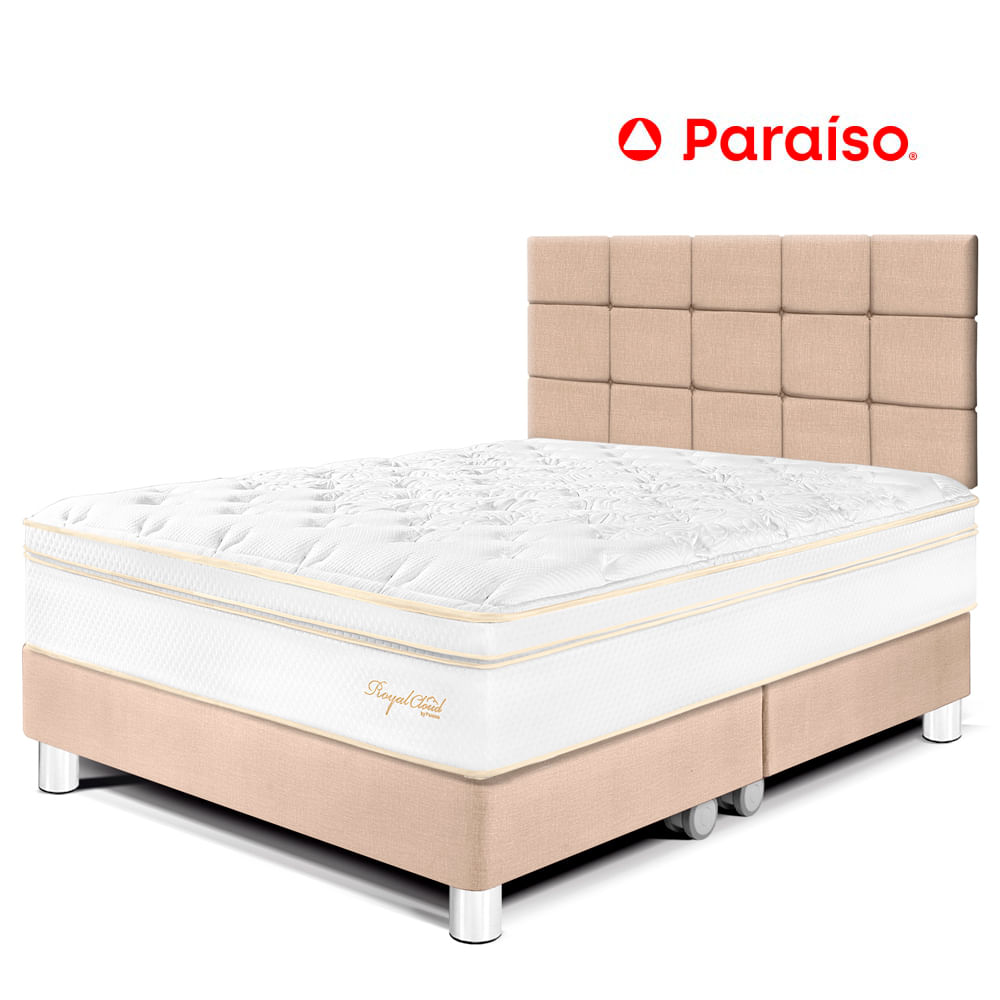 Dormitorio Royal Cloud Queen con Cabecera Blocks Champagne