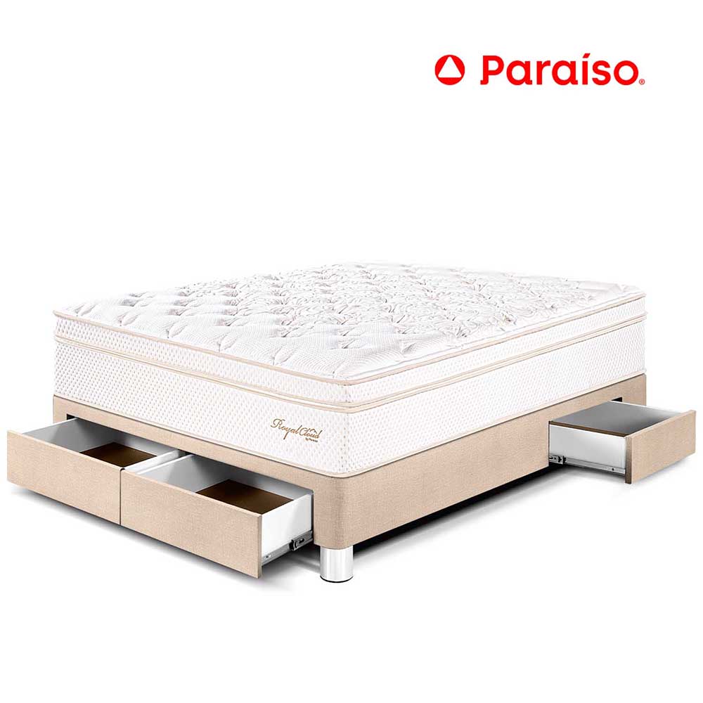 Cama Royal Cloud Cajones 2 Plazas Champagne