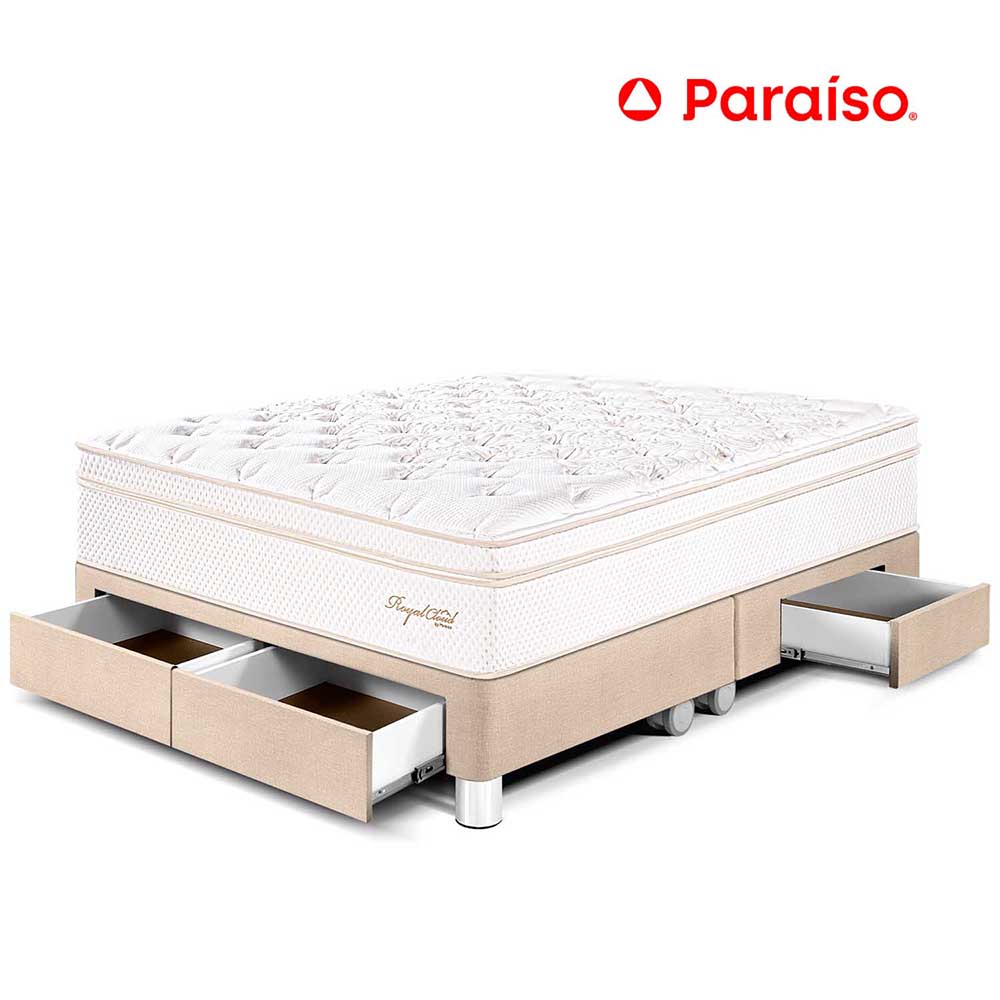 Cama Royal Cloud Con Cajones King Champagne