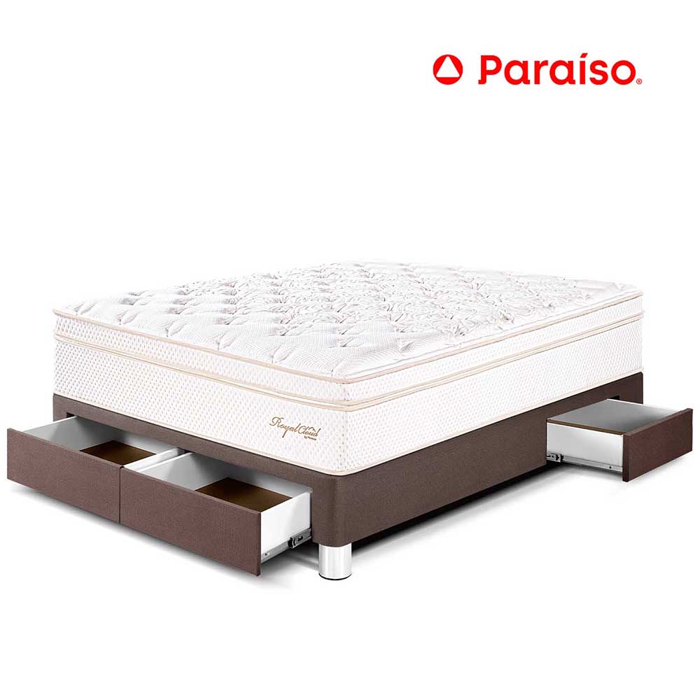 Cama Royal Cloud Cajones 2 Plazas Chocolate