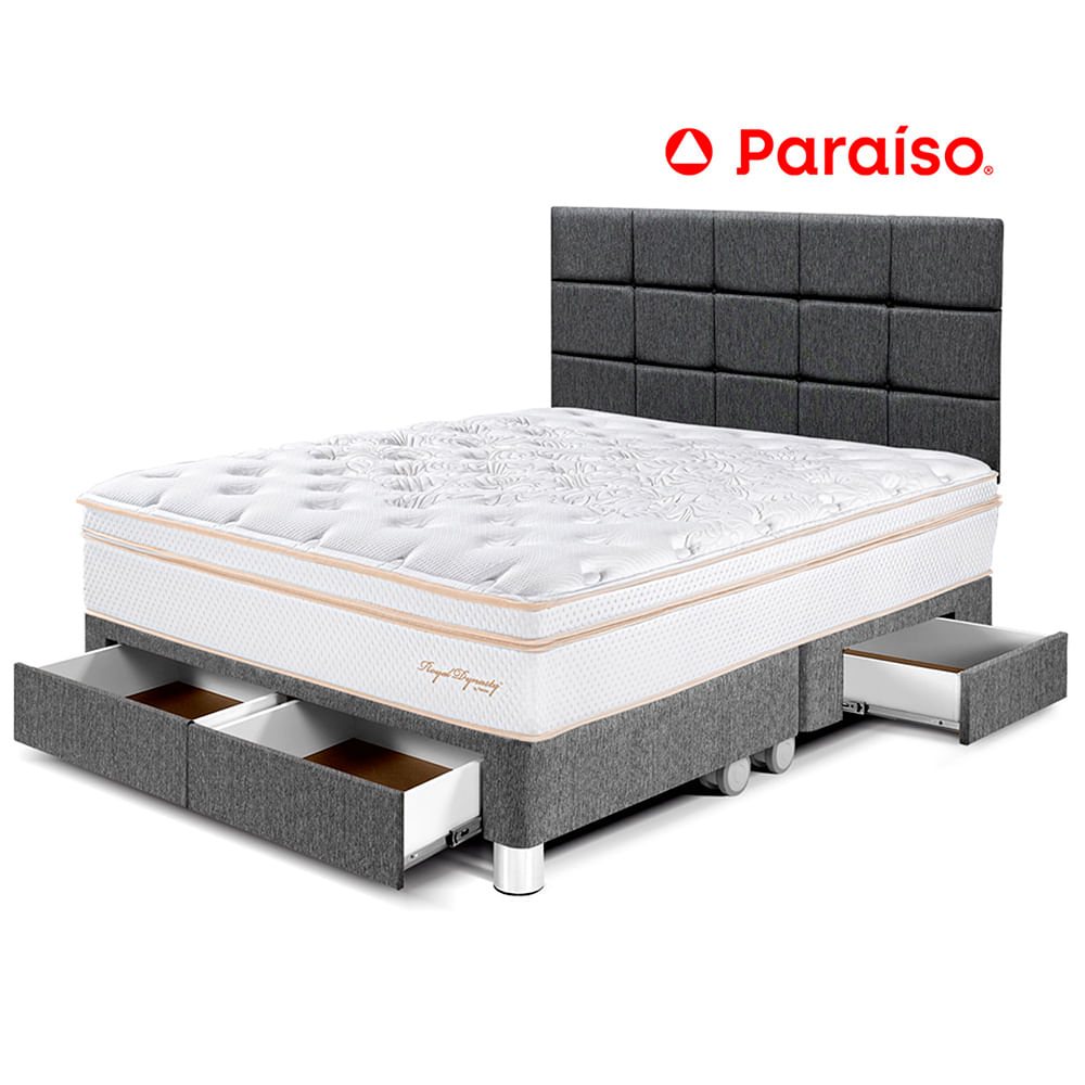 Dormitorio Royal Dynasty Cajones Queen y Cabecera Blocks Gris