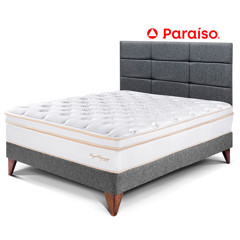Dormitorio Europeo Royal Dynasty 1.5 Plazas y Cabecera Blocks Gris