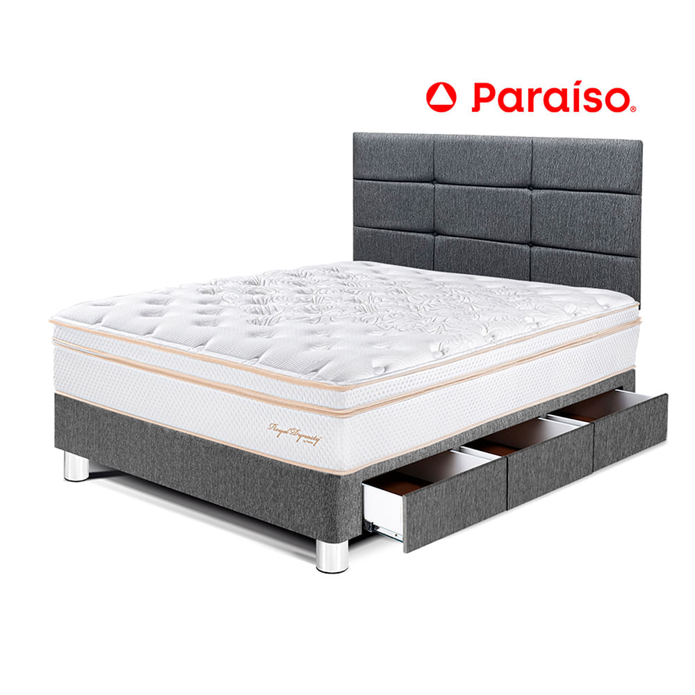 Dormitorio Royal Dynasty Cajones 1.5 Plazas y Cabecera Blocks Gris