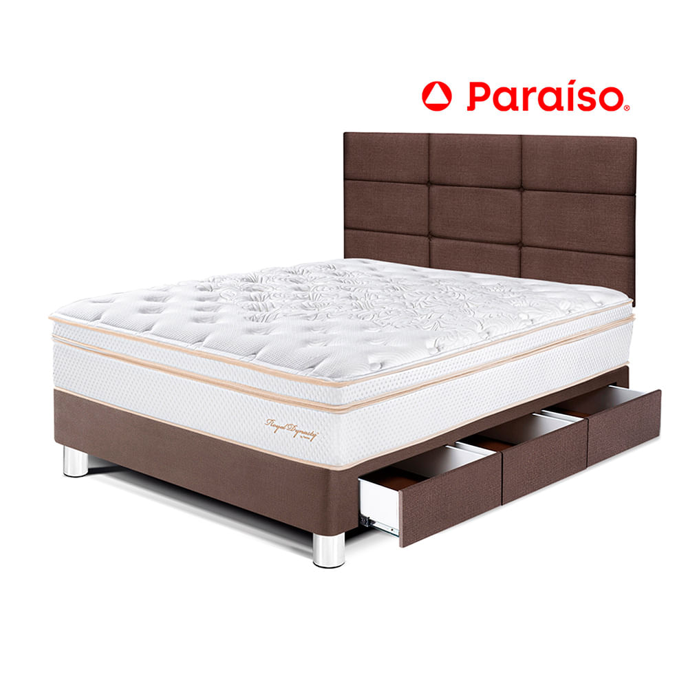 Dormitorio Royal Dynasty Cajones 1.5 Plazas y Cabecera Blocks Chocolate