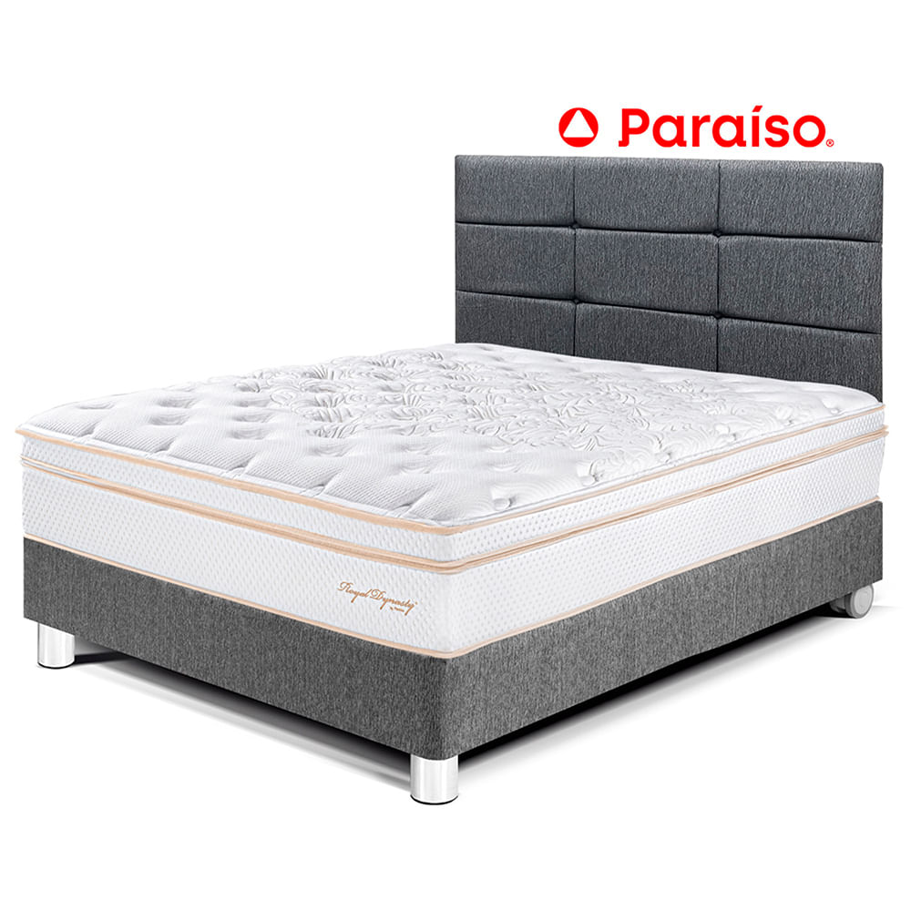 Dormitorio Royal Dynasty 1.5 Plazas con Cabecera Blocks Gris