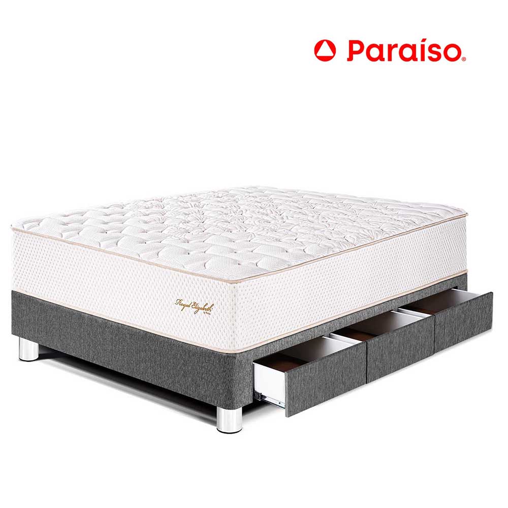 Cama Royal Elizabeth Con Cajones Gris 1.5 Plazas
