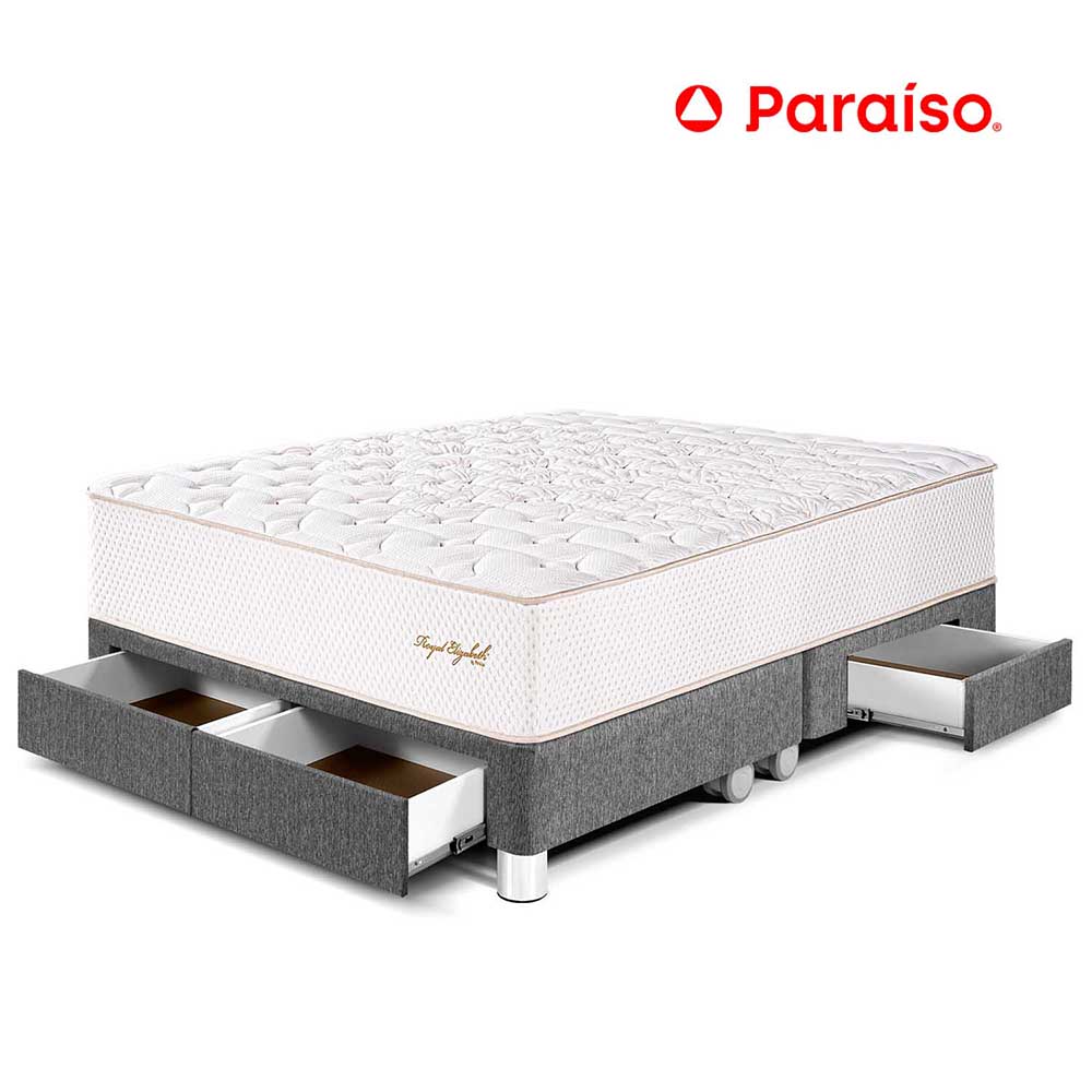 Cama Royal Elizabeth Con Cajones King Gris