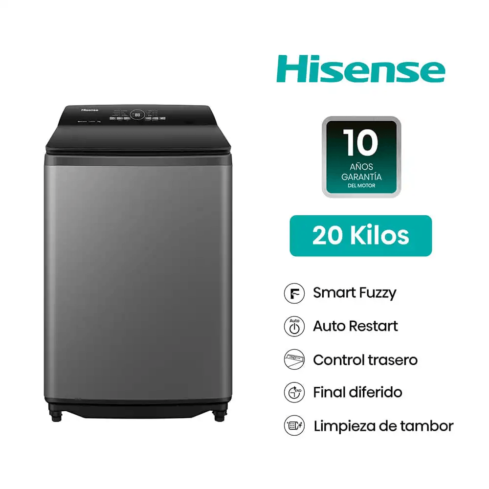 Lavadora Automática Hisense WT3W1823UT 18Kg Grafito
