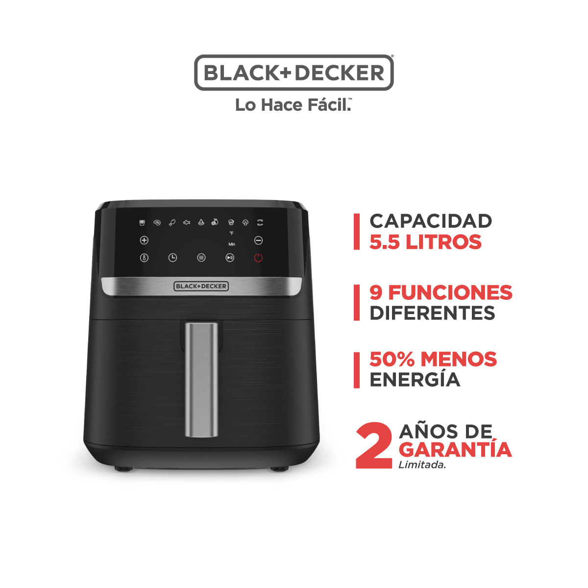 Freidora de Aire BLACK+DECKER Purifry 5.5L Negro