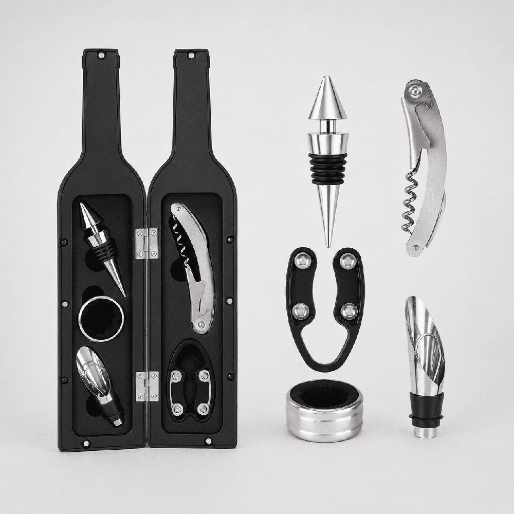 Set Ejecutivo de Vino 5 Piezas con Estuche Tipo Botella Regalo Premium