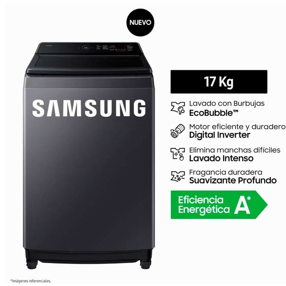 Lavadora Samsung 17KG EcoBubble WA40F17E7CPE Gris Grafito