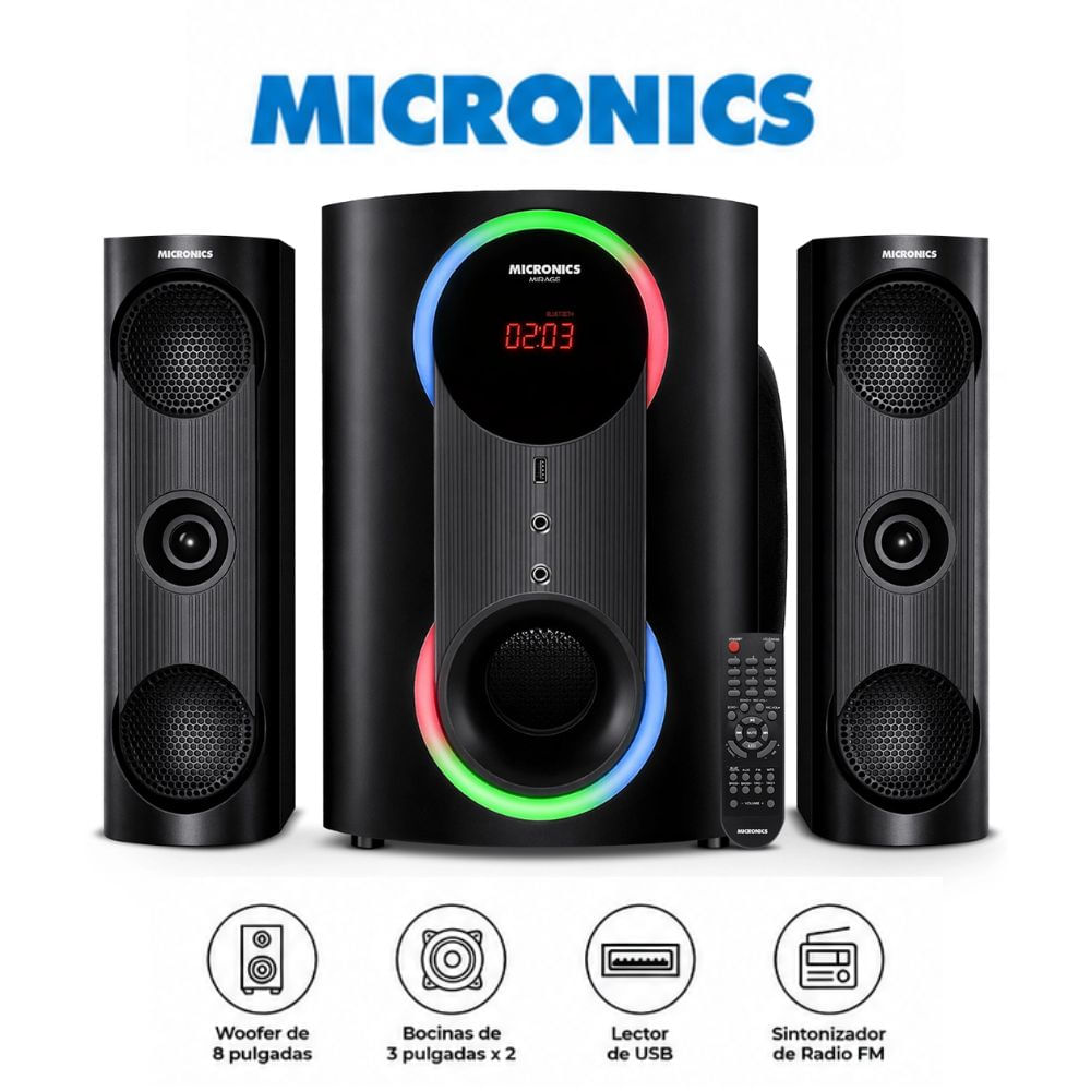 Parlante 2.1 Micronics Mirage MIC S7008 Boufer de 8 pulg USB BT
