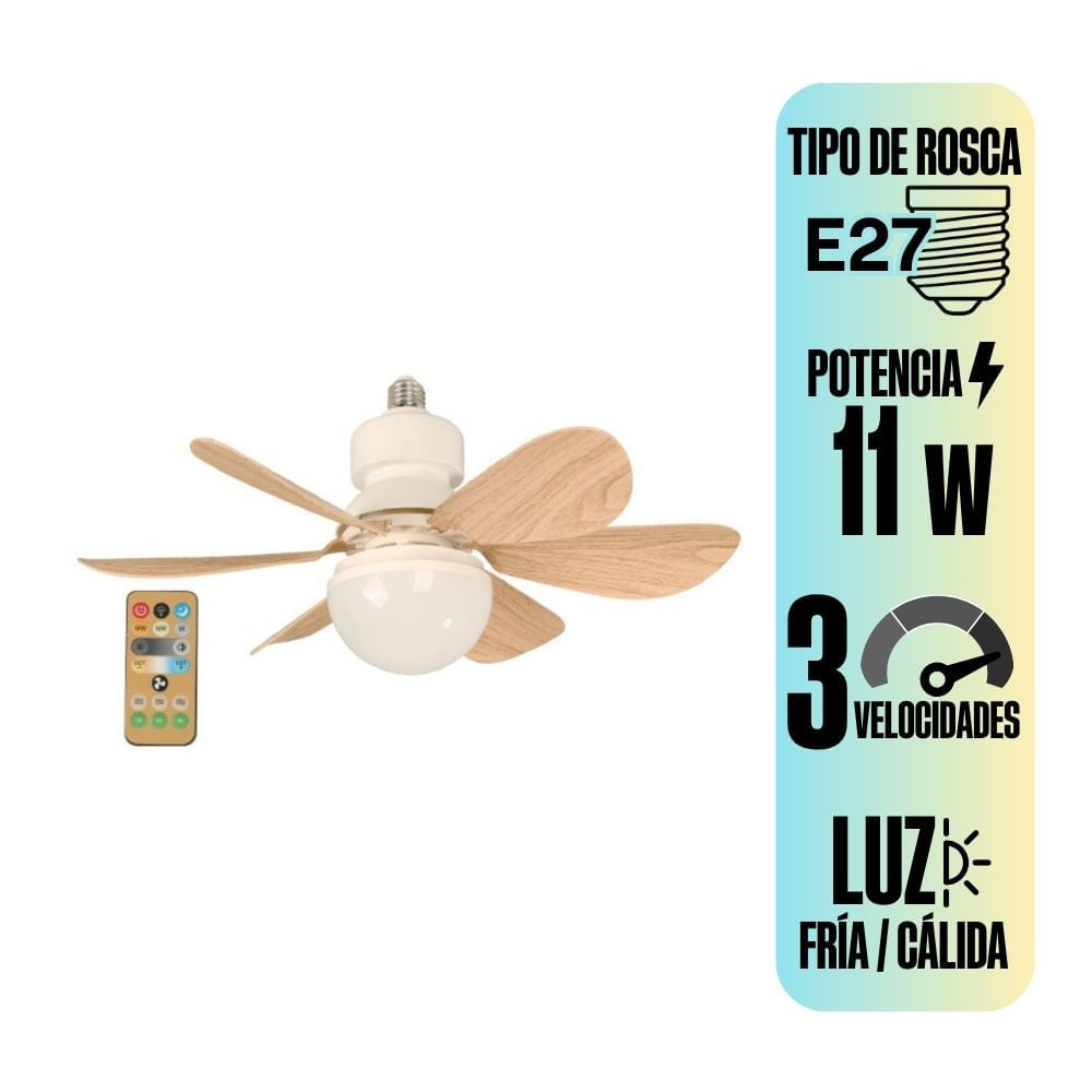 Ventilador de techo Led Mini E27 11W 3cct 16"" Ikelite
