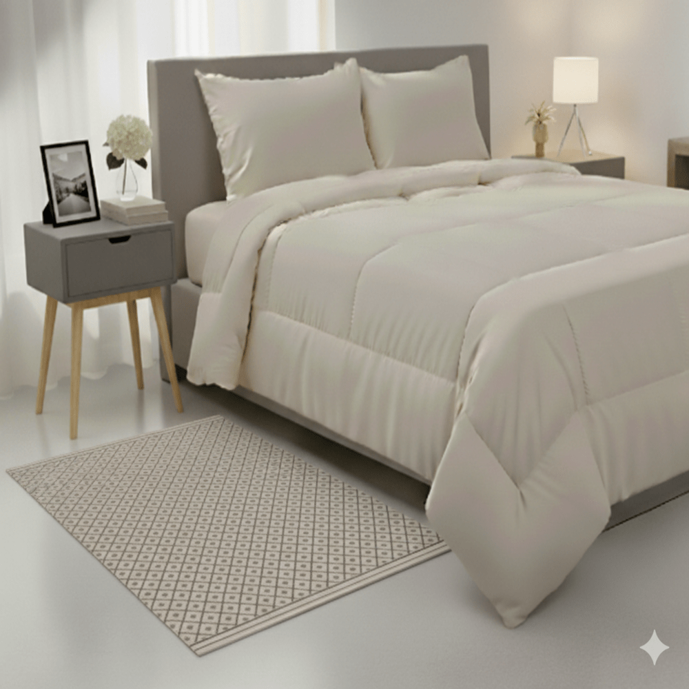 EDREDON ALGODON 220 HILOS BEIGE 1.5 PLAZAS FREE HO