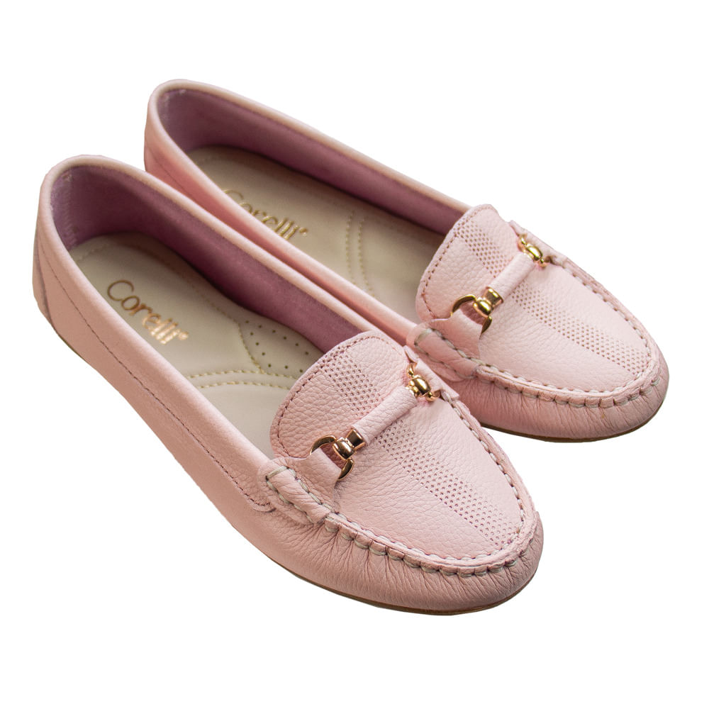 Mocasin Chato Mujer Corelli Sara II Cuero Rosa Talla 37