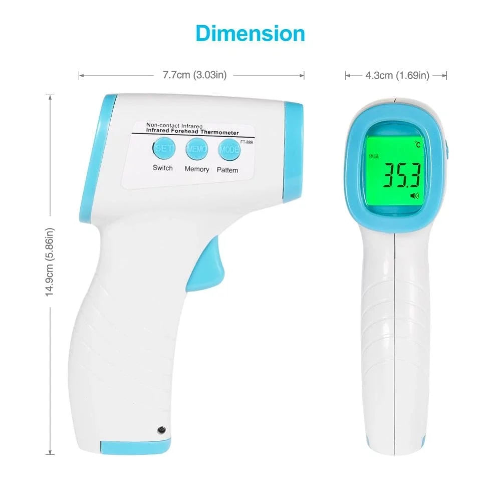 TERMOMETRO DIGITAL INFRARROJO PARA FRENTE Y MUÑECA FT-888 GENIEKA