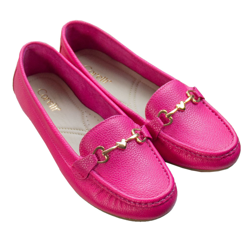 Mocasin Chato Mujer Corelli Love Cuero Fucsia Talla 38