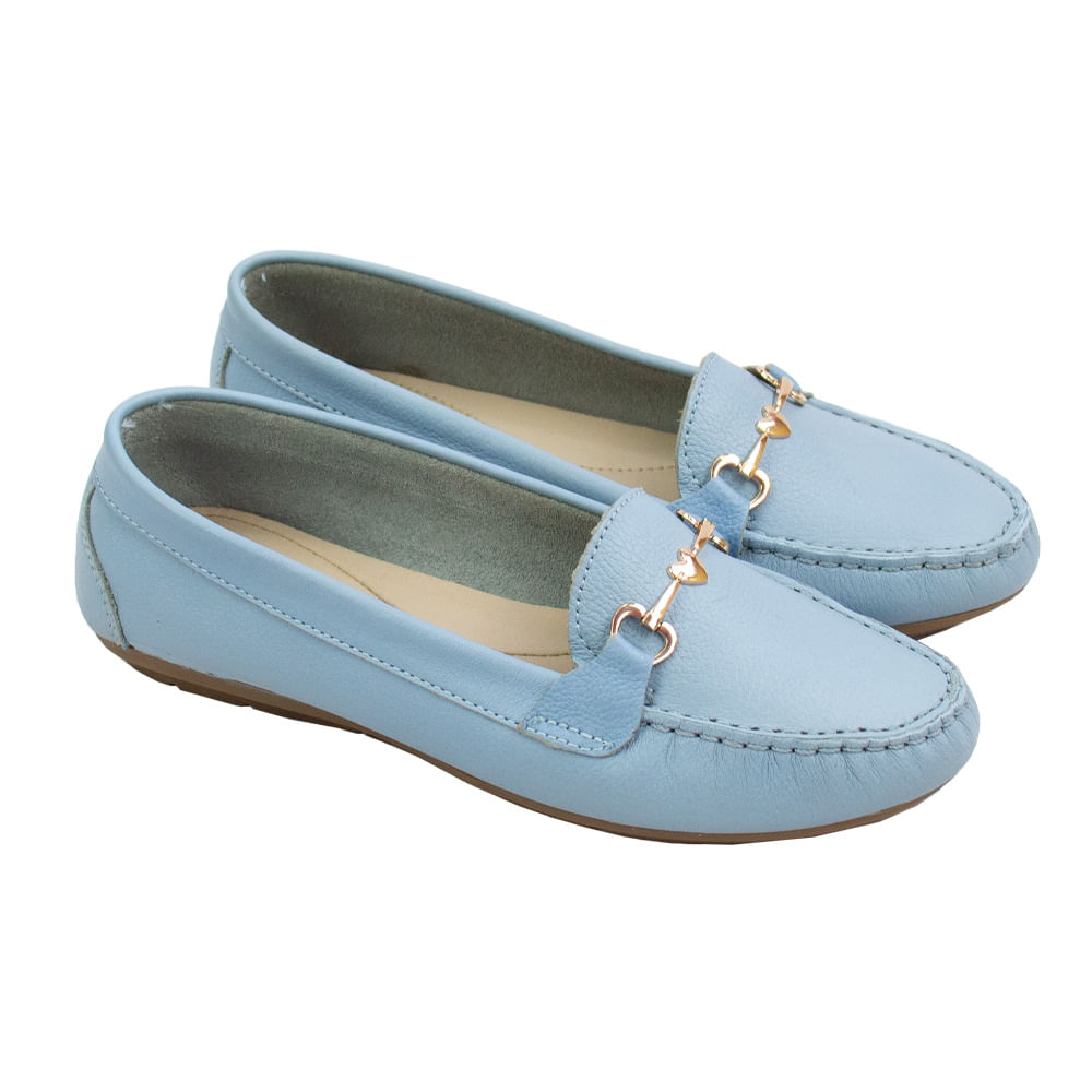 Mocasin Chato Mujer Corelli Love Cuero Cielo Talla 37