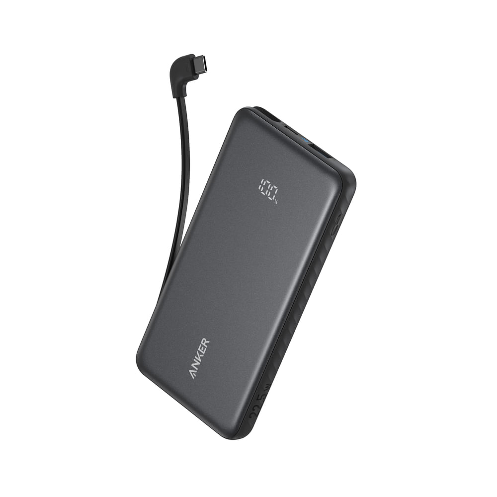 Power Bank Anker Zolo 10000mAh 22.5W con Cable USB-C Integrado Negro