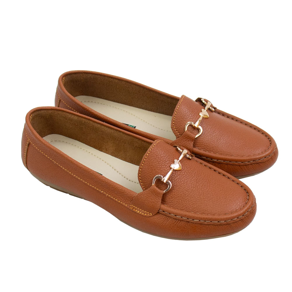 Mocasin Chato Mujer Corelli Love Cuero Cobre Talla 38