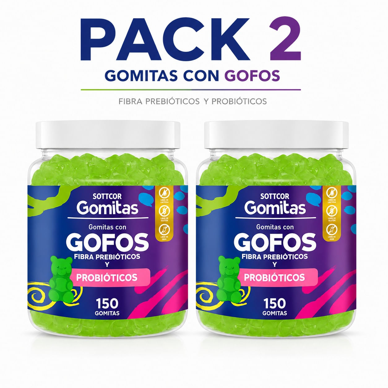 PACK 2 GOMITAS GOFOS NIÑOS 300 GOMITAS SOTTCOR LABS