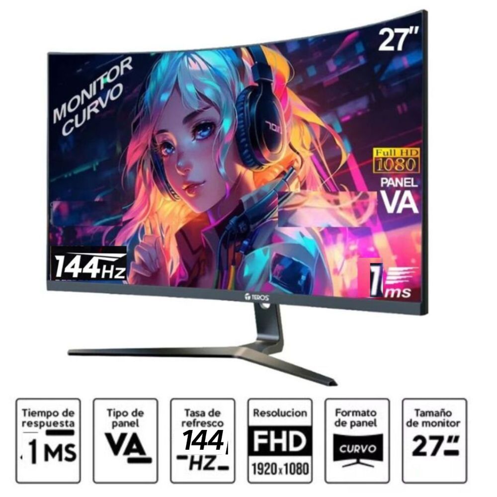 Monitor Teros 27   Resolución FHD  Curvo  100 Hz
