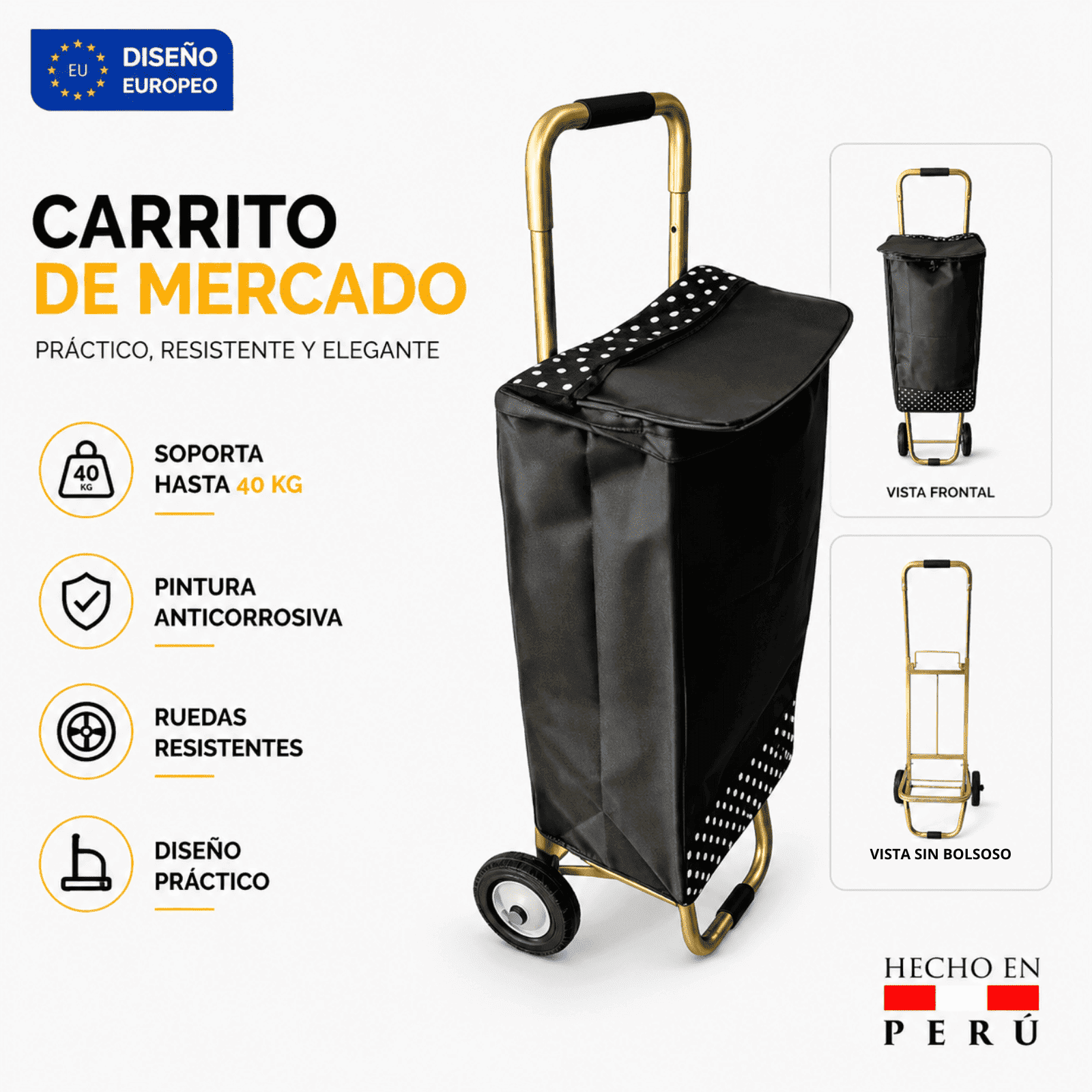 Carrito de Compras Plegable con Bolsa Pro