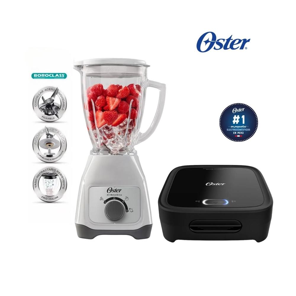 Combo Oster Licuadora Vaso de Vidrio 1.5 Litros BLSTKAGWRD - Sandwichera