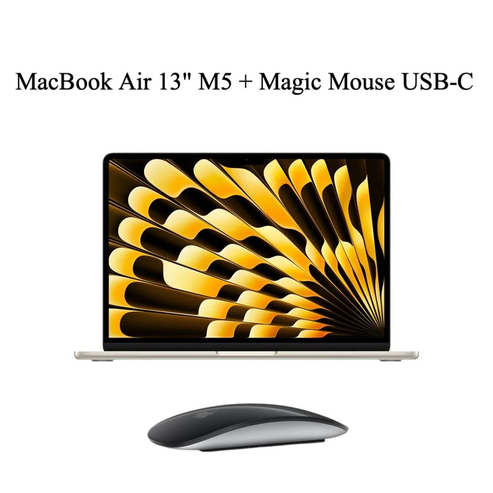 Apple Macbook Air 13"" M5 16GB/ 512GB Teclado Ingles Starlight + Magic Mouse USB-C Black