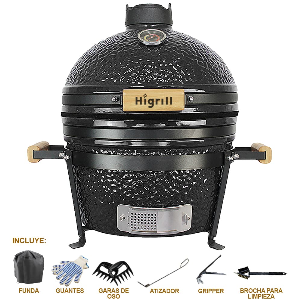 Kamado 16 Negro Stone Clásico Para Sobre-Mesada HIGRILL Con Soporte - Funda - Herramientas