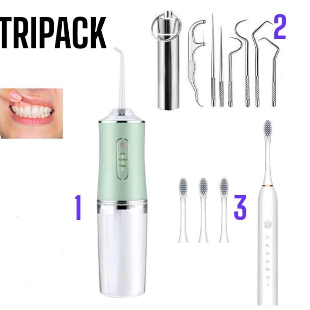 TRIPACK Irrigador Dental Y Cepillo Electrico Y Kit Limpieza