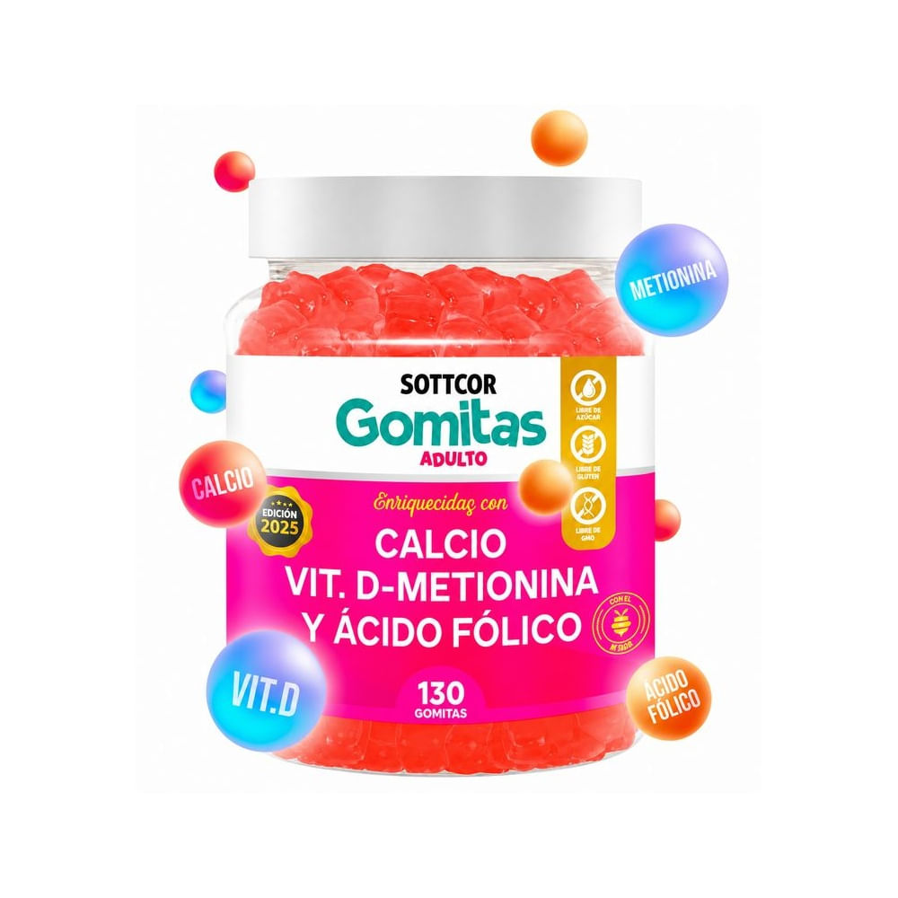 Sottcor Gomitas de Calcio para Adultos 130 Gomitas Suplemento Alimenticio