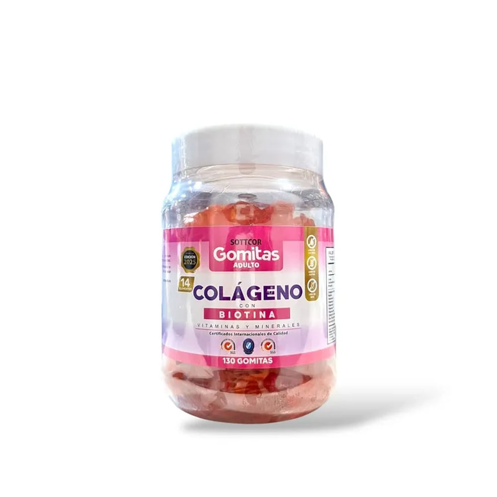 Sottcor Gomitas de Colágeno con Biotina 130 Gomitas Suplemento Alimenticio